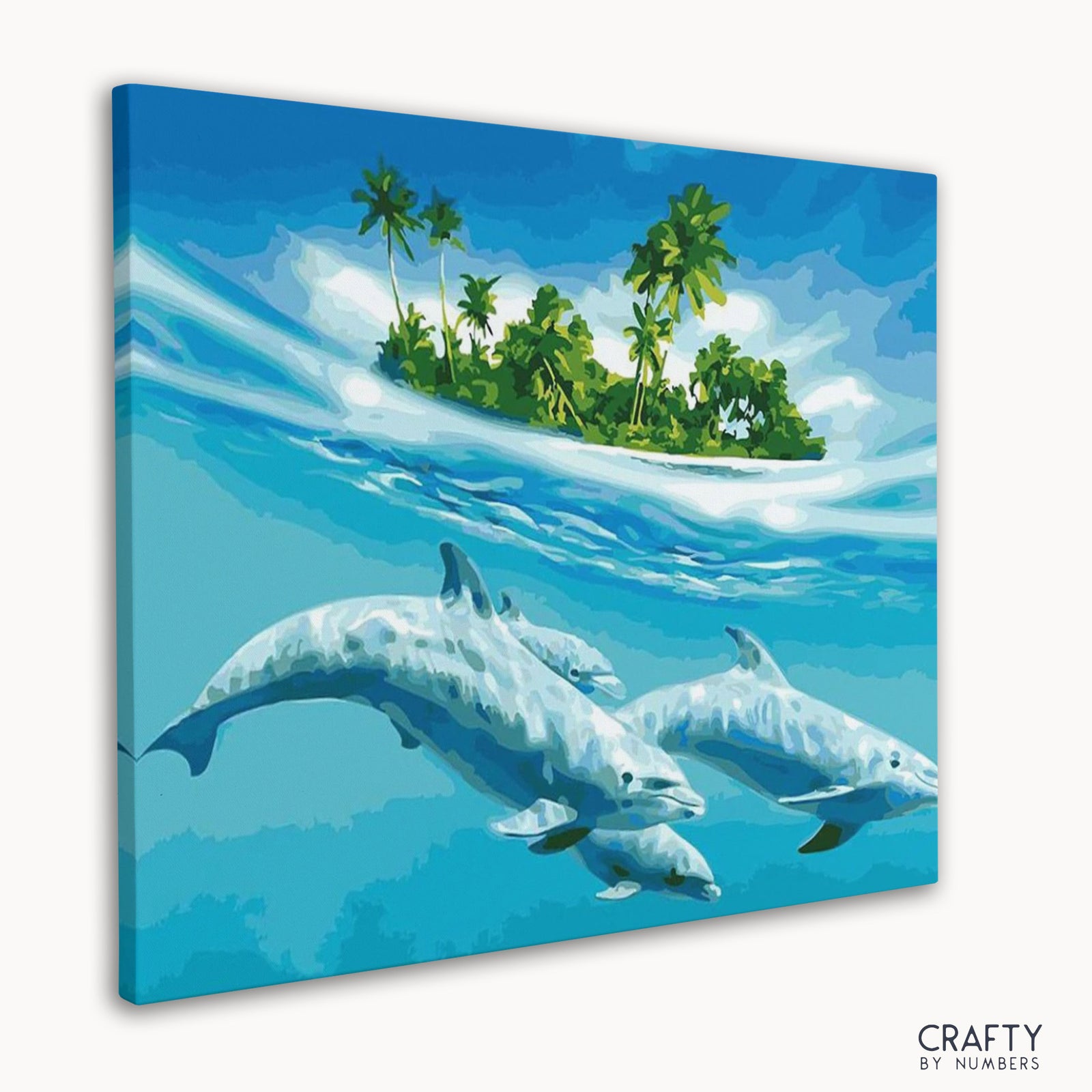 Malen nach Zahlen „Dolphins Paradise“ mit Meerblick und springenden Delfinen