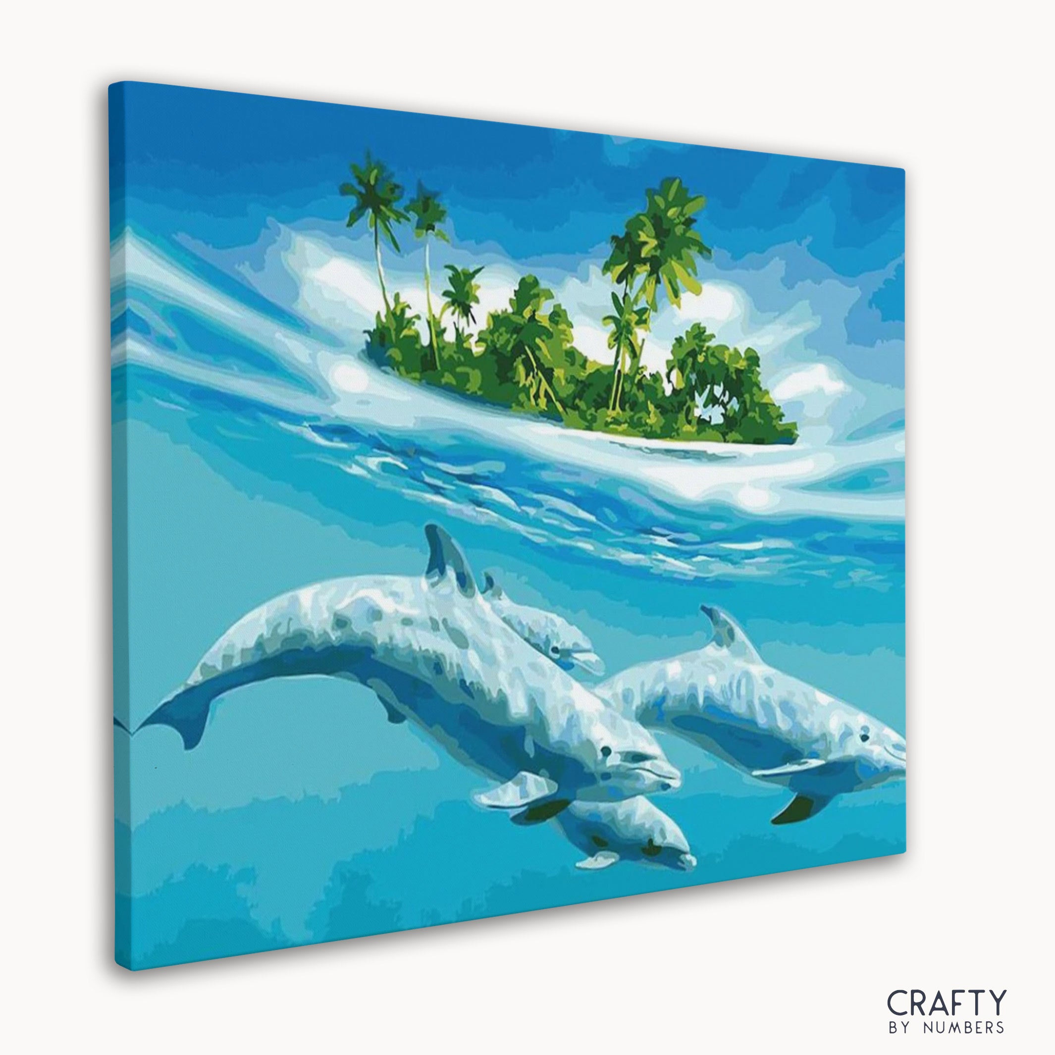 Ocean view Dolphins Paradise paint by numbers with leaping dolphins