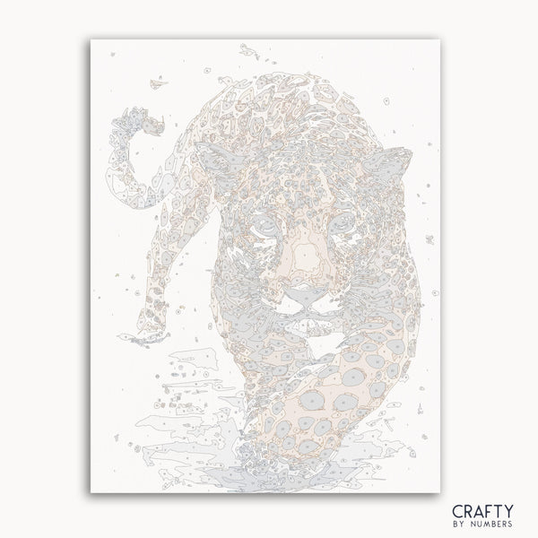 Hunting Leopard paint by number featuring a majestic leopard in a wild landscape, famous paintings, vincent van gogh famous paintings, most famous paintings