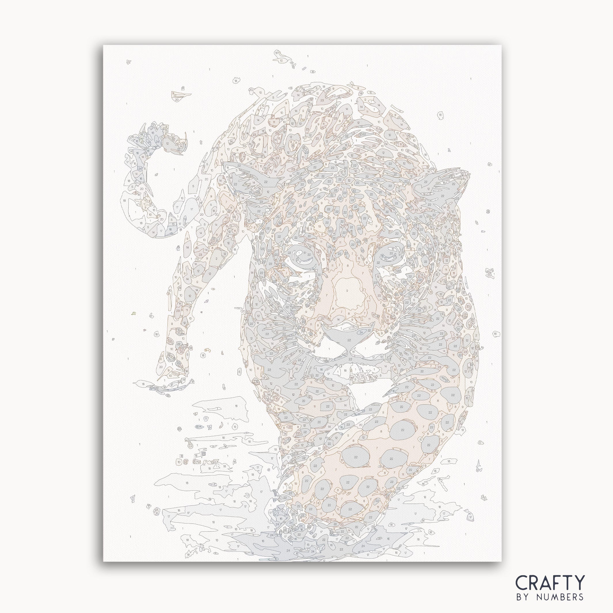 Hunting Leopard paint by number featuring a majestic leopard in a wild landscape, famous paintings, vincent van gogh famous paintings, most famous paintings