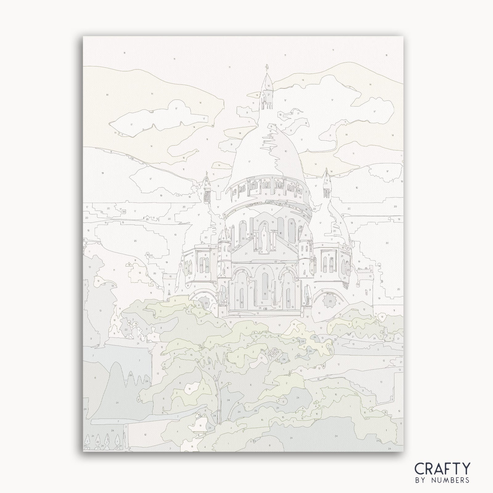 Malen nach Zahlen „Basilika Sacre Coeur“ mit einem berühmten Gemäldestil, der von den berühmten Gemälden von Vincent Van Gogh mit lebendigen Pinselstrichen inspiriert ist.