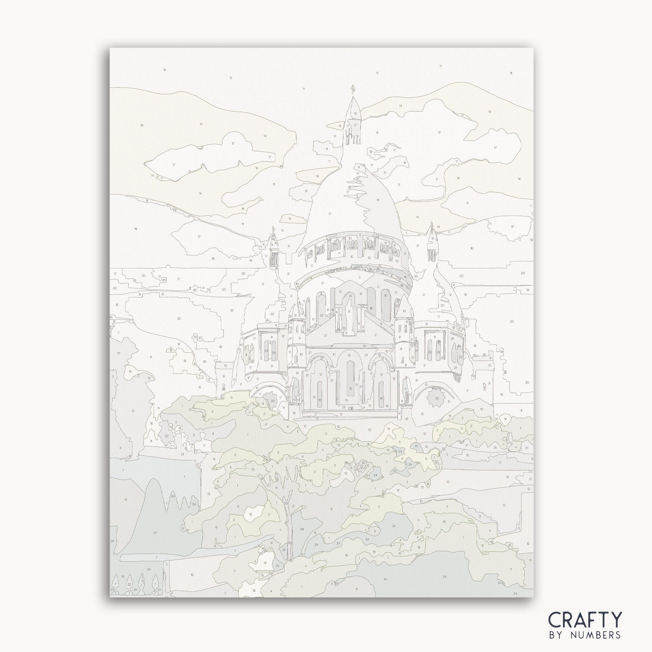 The Sacre Coeur Basilica paint by number featuring a famous paintings style inspired by vincent van gogh famous paintings with vivid brush strokes.