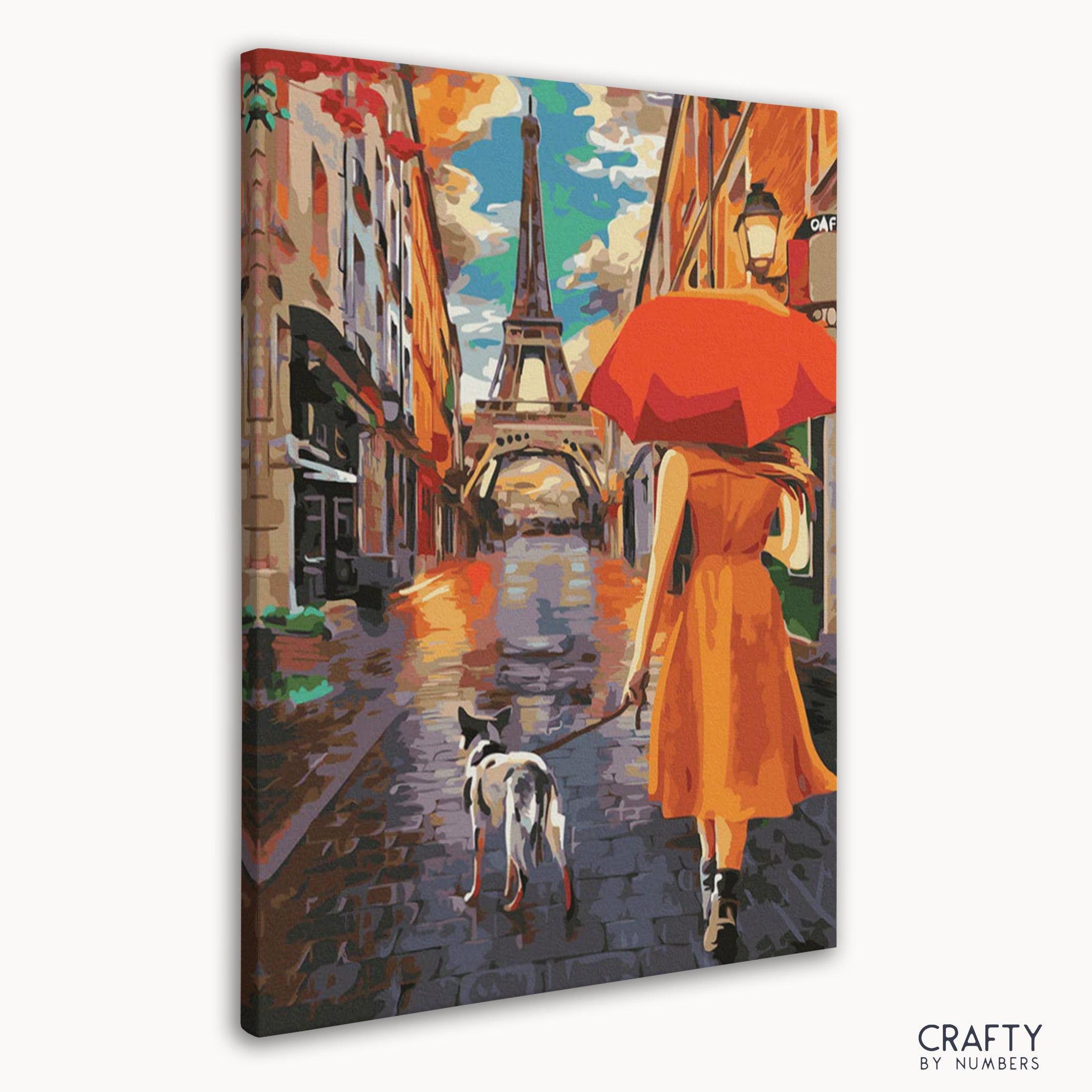Beautiful Cozy Walk in Paris paint by number with elements from famous landscape paintings and famous artists paintings.