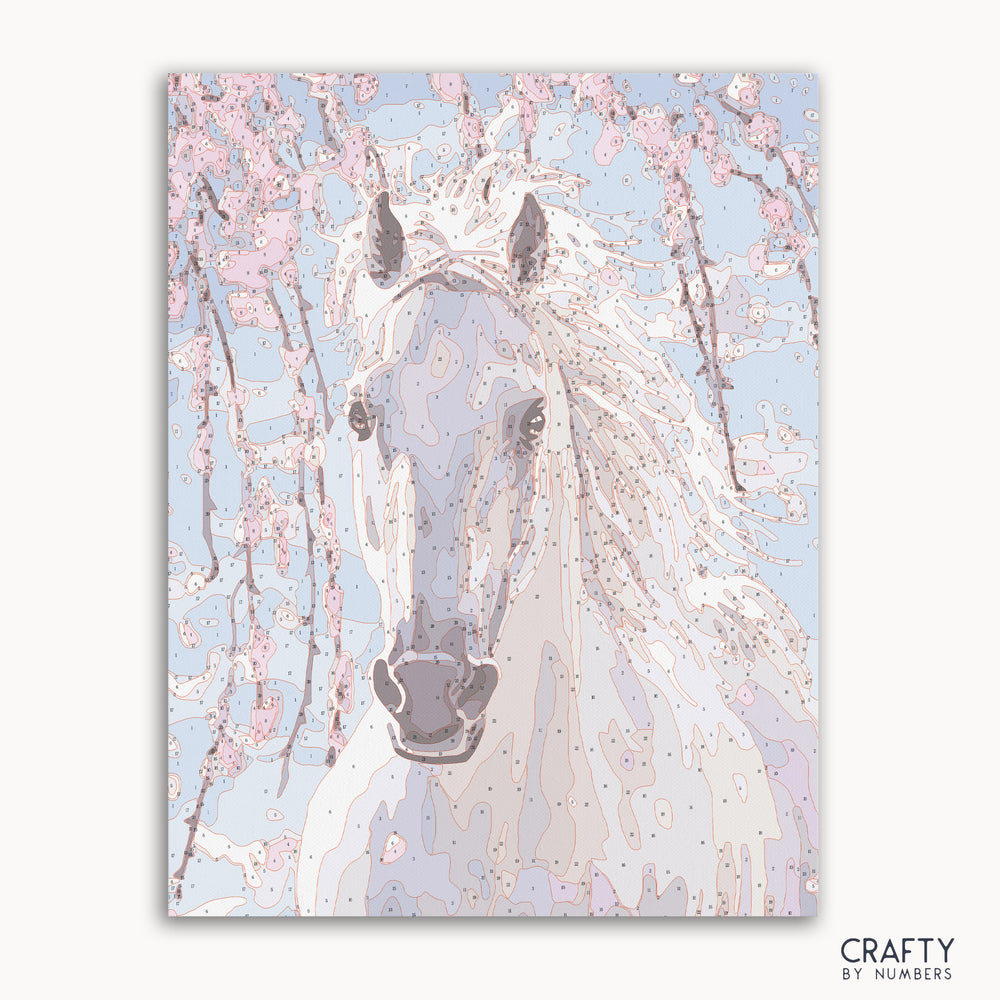 White Horse paint by number artwork inspired by famous paintings and van gogh famous paintings style.