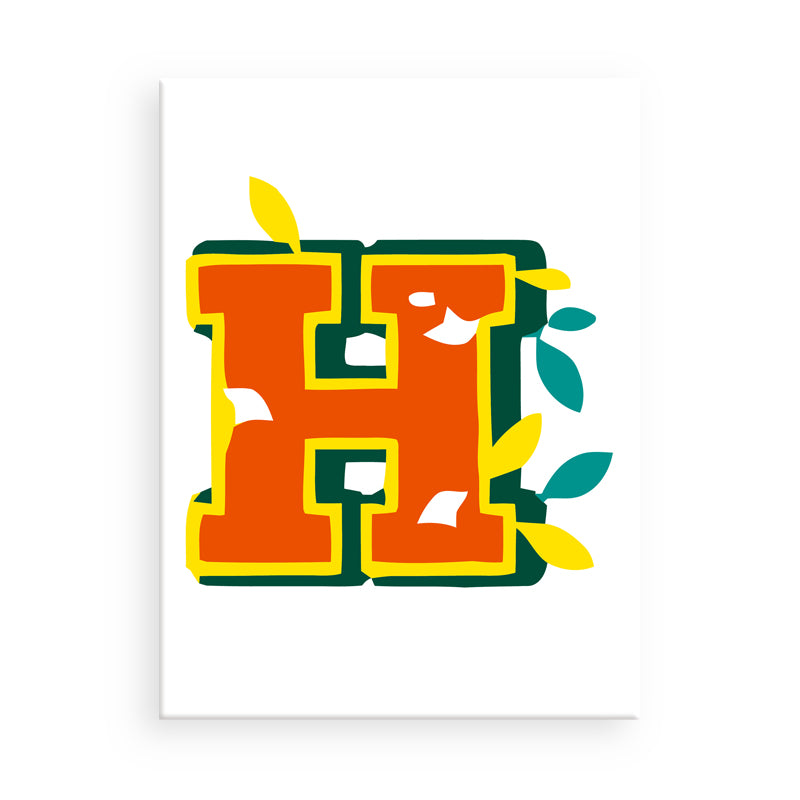Colorful letter 'H' design on a white background