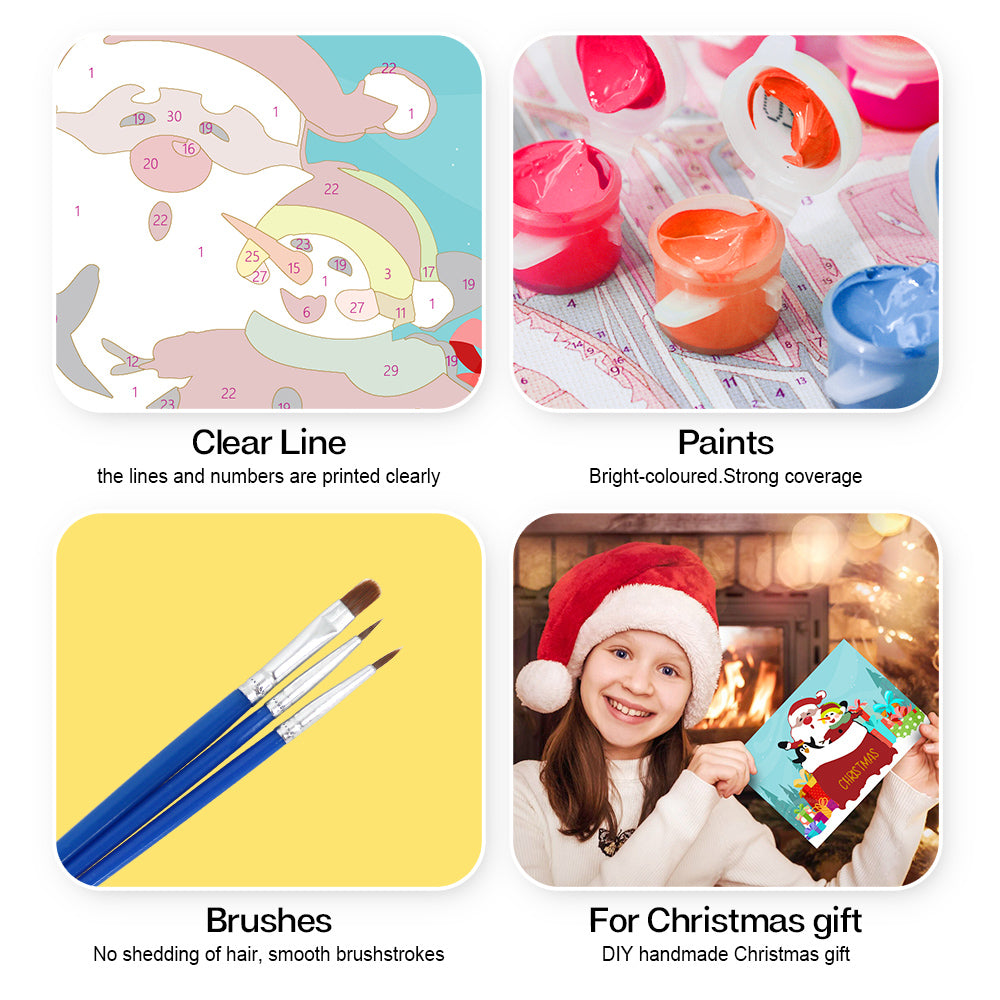Jingle Bell Joy Malen-nach-Zahlen-Bastelset, ideal für festliche Wanddekoration und kreative Weihnachtsaktivitäten.