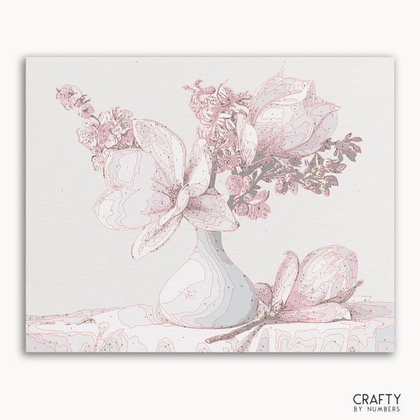 Magnolia flowers paint by number inspired by famous paintings featuring vibrant colors and detailed brushwork like vincent van gogh famous paintings.