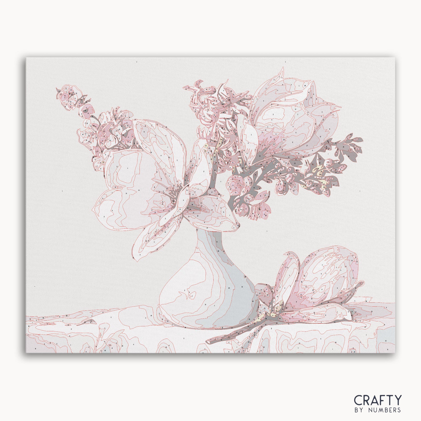 Magnolia Flowers paint by numbers kit with canvas and paints