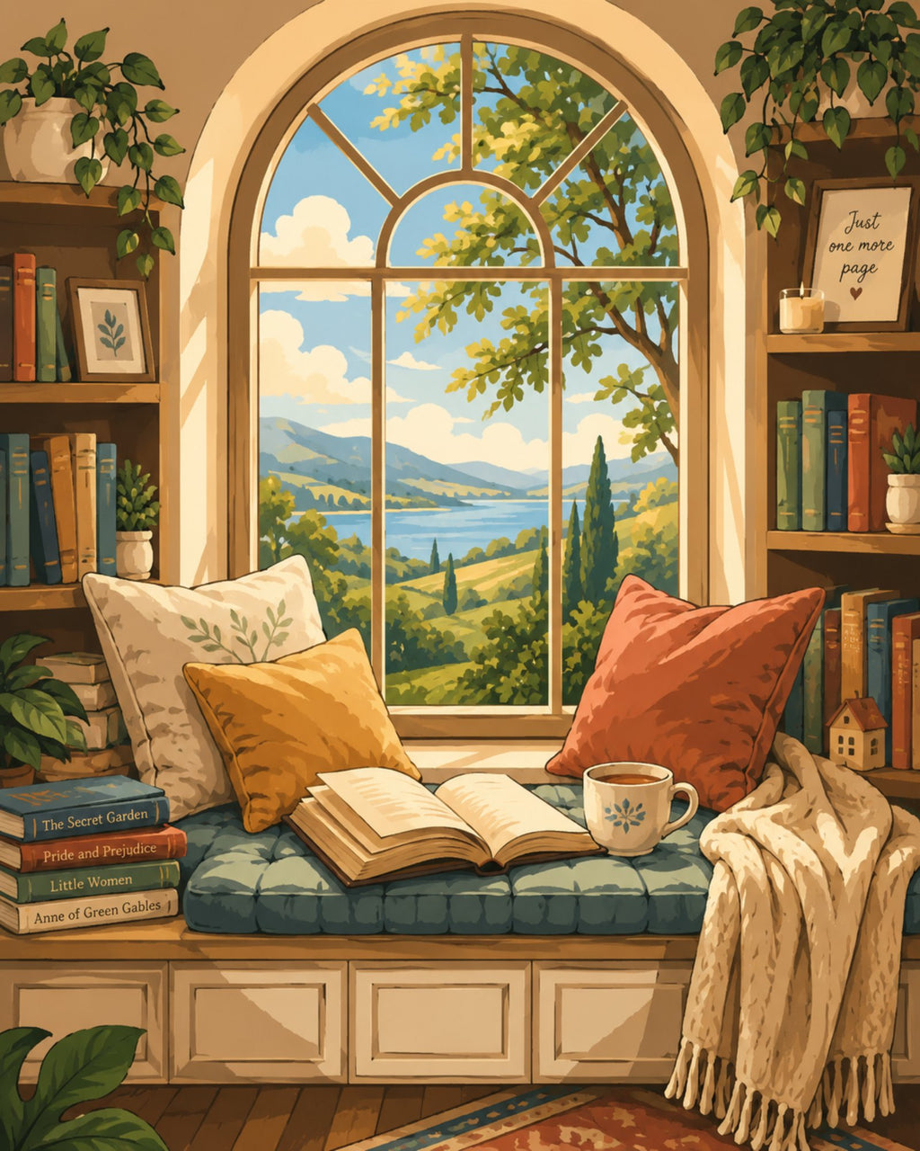 Finished Reading Nook paint by numbers artwork