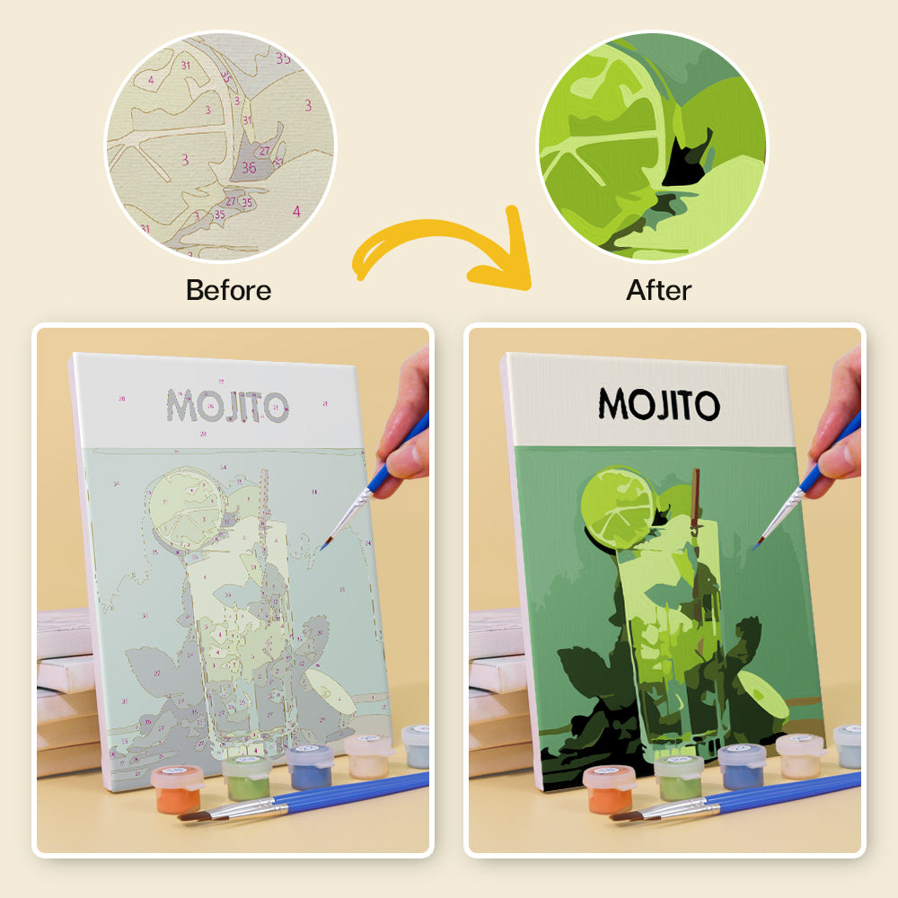 Mini paint by numbers set with abstract art design