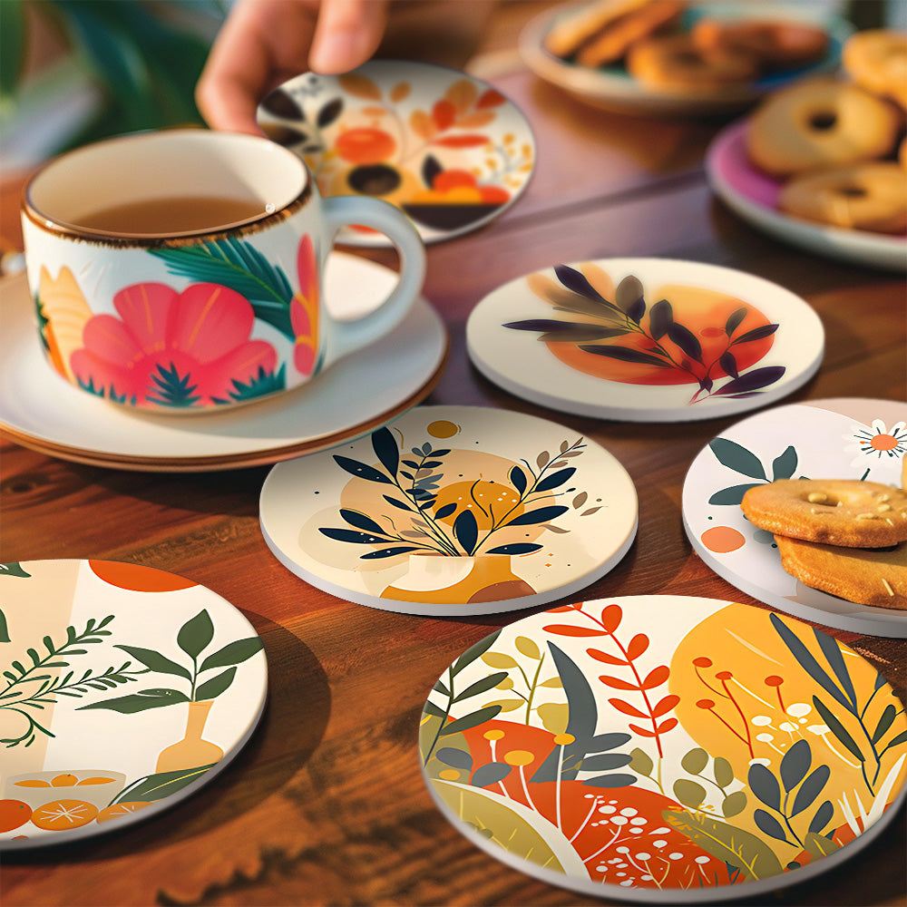 Posavasos Earthy Elegance que muestra el estilo de las pinturas más famosas de Picasso con formas geométricas y expresivas.