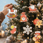 Decorative Christmas ornaments on a tree with a blurred background
