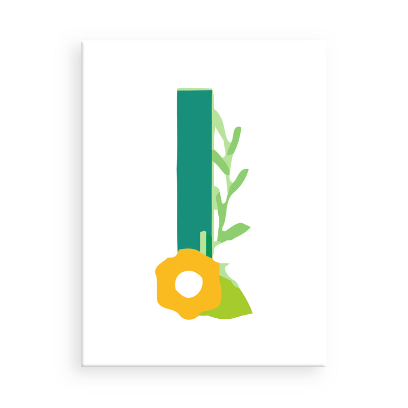 Letter 'L' with floral design on a white background
