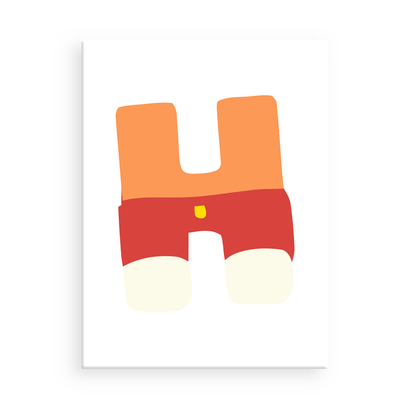 Illustration of a letter 'H' with a red bottom half and orange top half on a white background