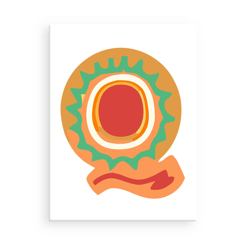 Colorful letter 'Q' design on a white background