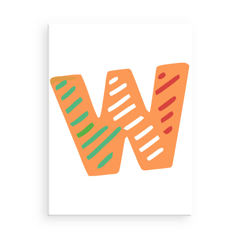 Colorful letter 'W' design on a white background