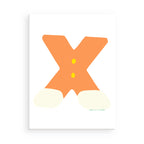 Letter 'X' with a face on a white background