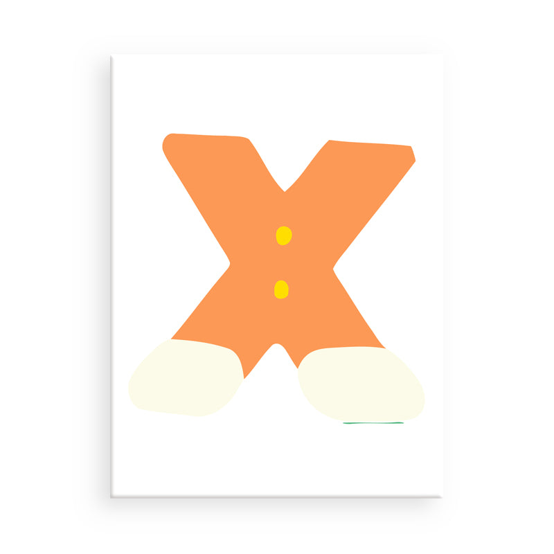 Letter 'X' with a face on a white background