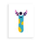 Colorful abstract creature with horns on a white background