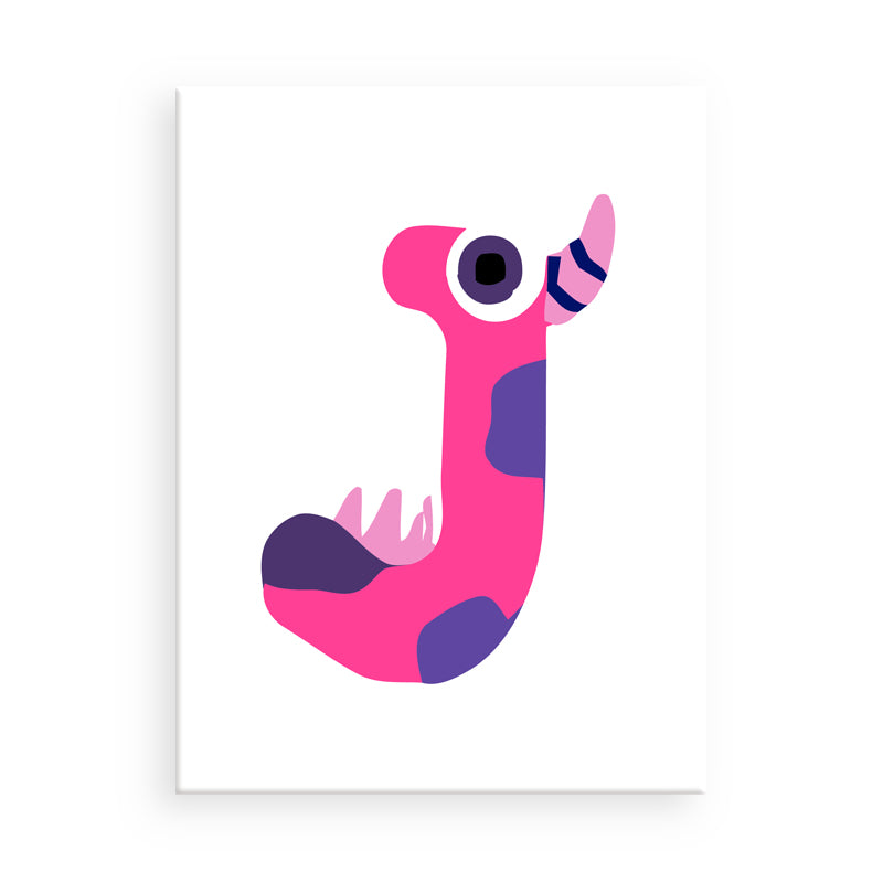Pink and purple abstract creature illustration on a white background