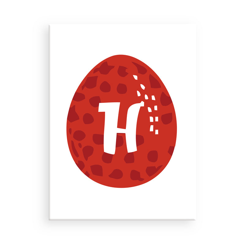 Red egg-shaped object with a white logo on a white background