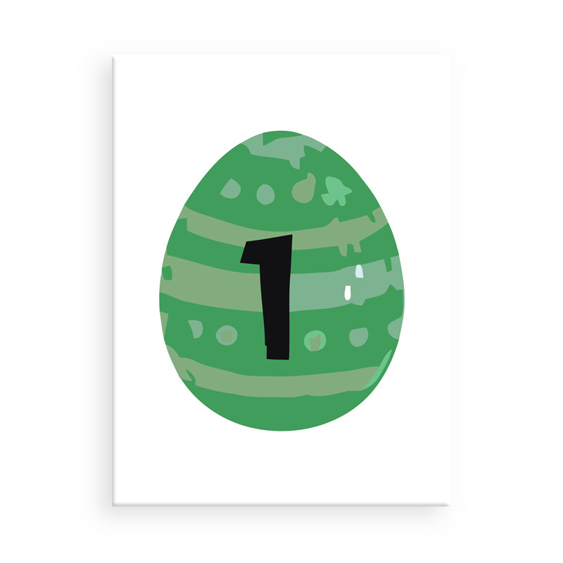 Green egg-shaped object with the number '1' on a white background
