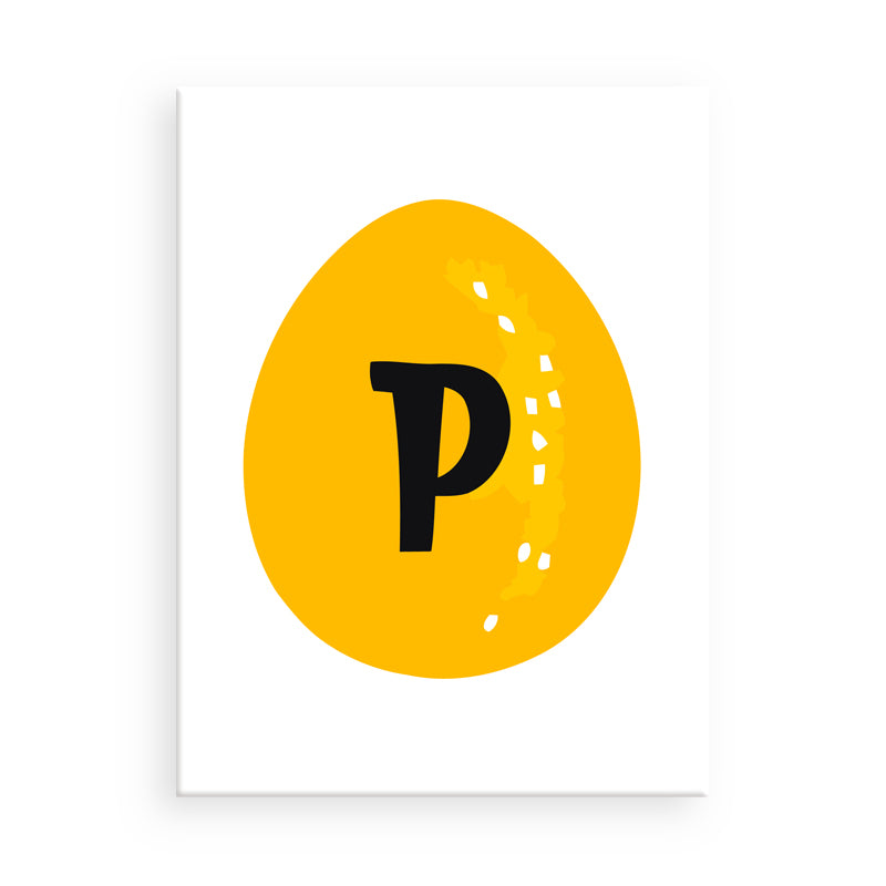 Yellow circle with black letter 'P' on a white background