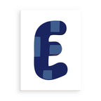 Blue letter 'E' on a white background