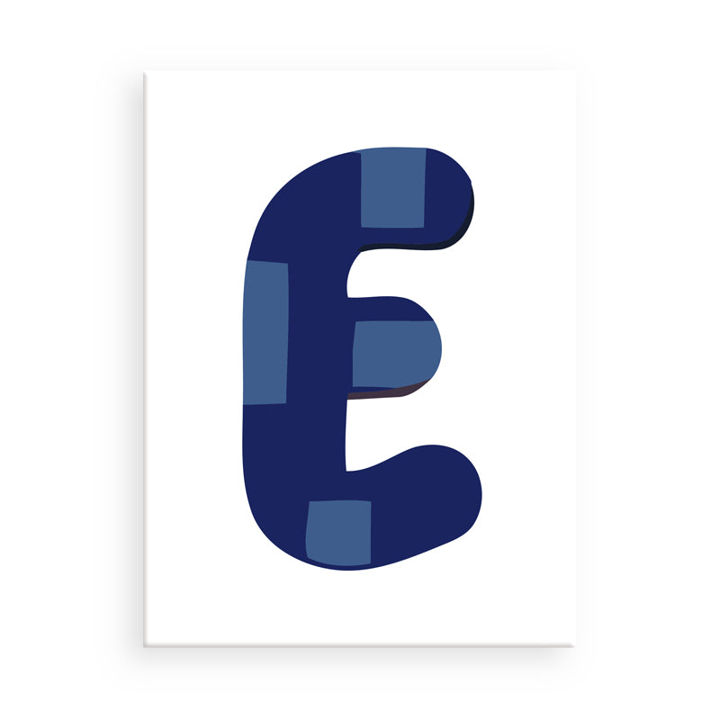 Blue letter 'E' on a white background