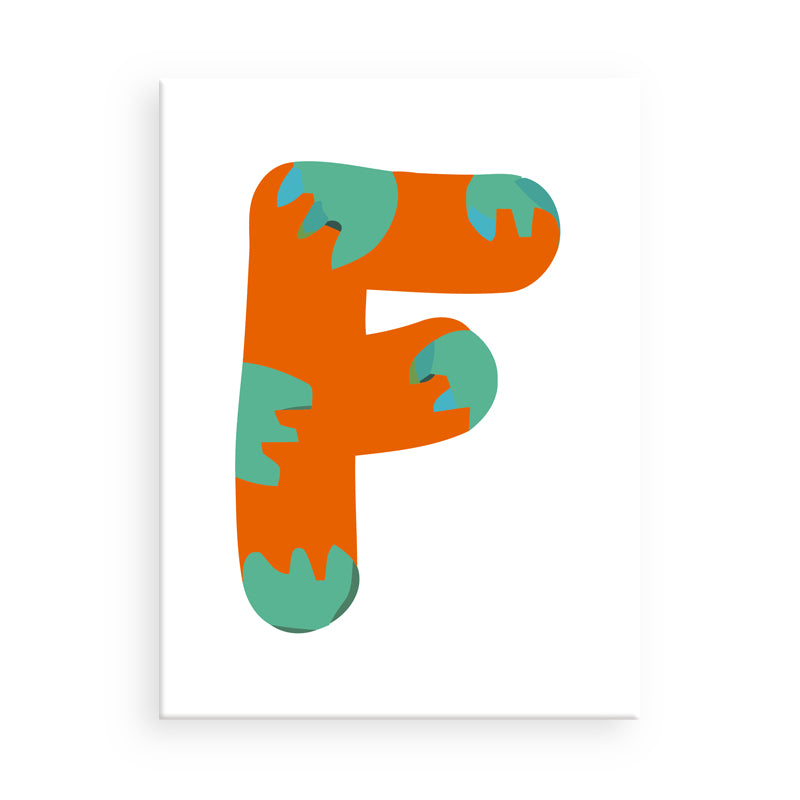 Colorful letter 'F' on a white background