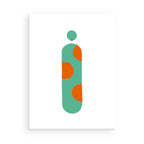 Abstract art print with green and orange shapes on a white background