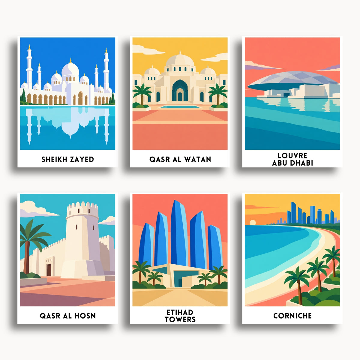 Abu Dhabi travel poster mini paint by numbers collection
