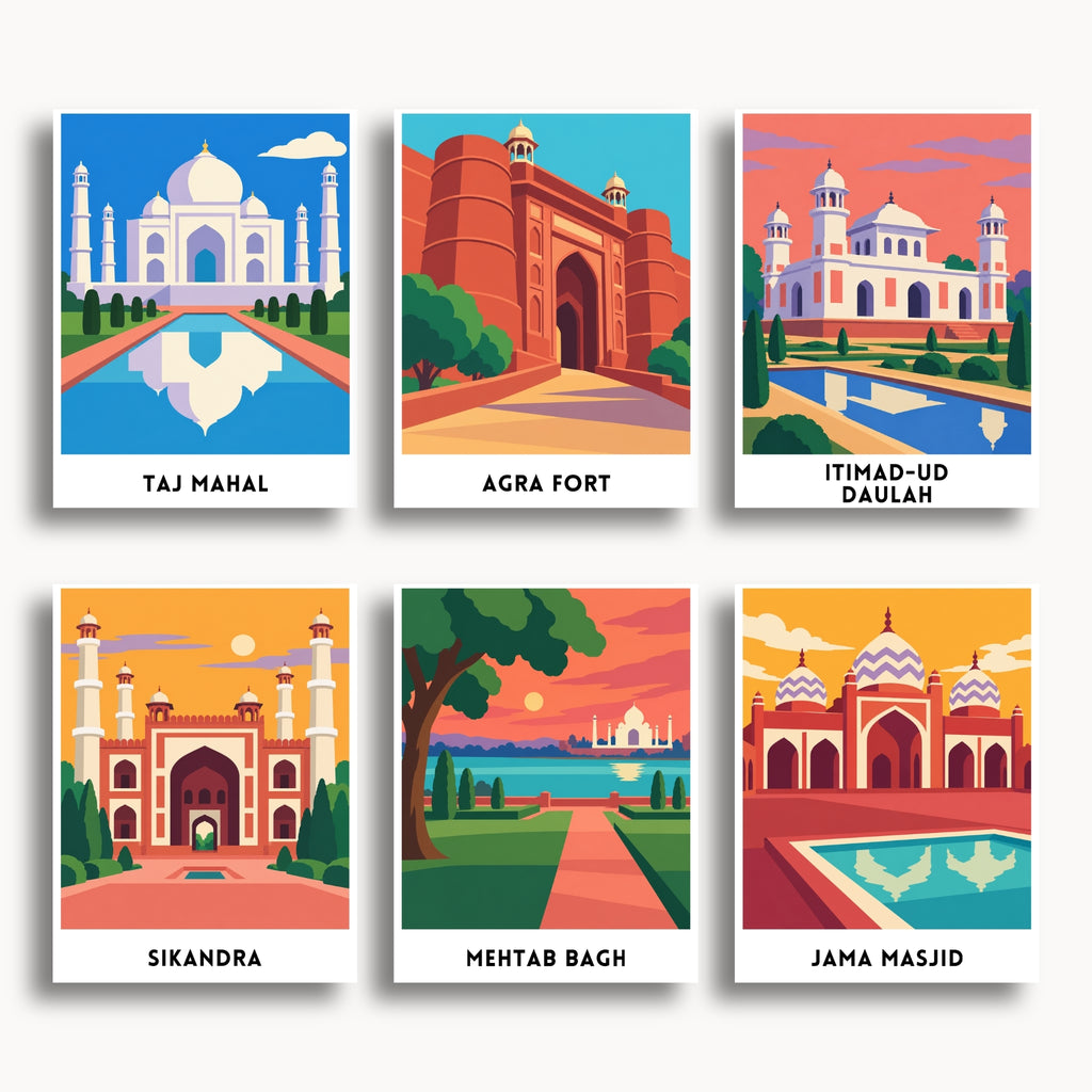Agra travel poster mini paint by numbers collection