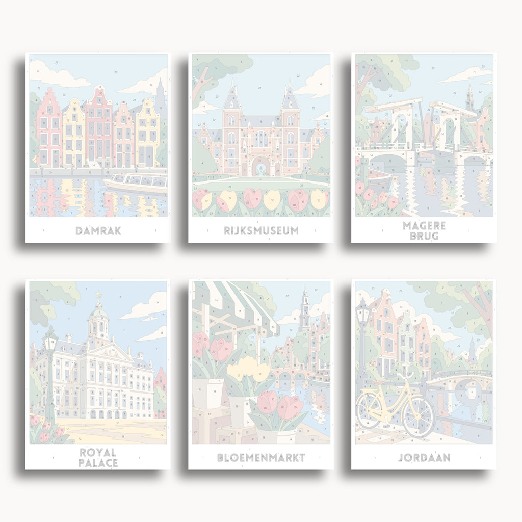 Amsterdam travel poster mini paint by numbers collection