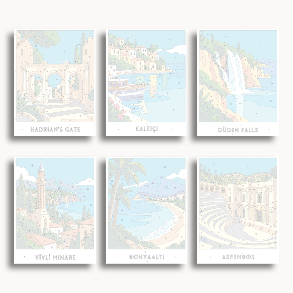 Antalya travel poster mini paint by numbers collection