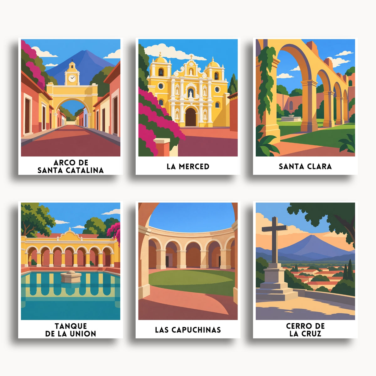 Antigua Guatemala travel poster mini paint by numbers collection