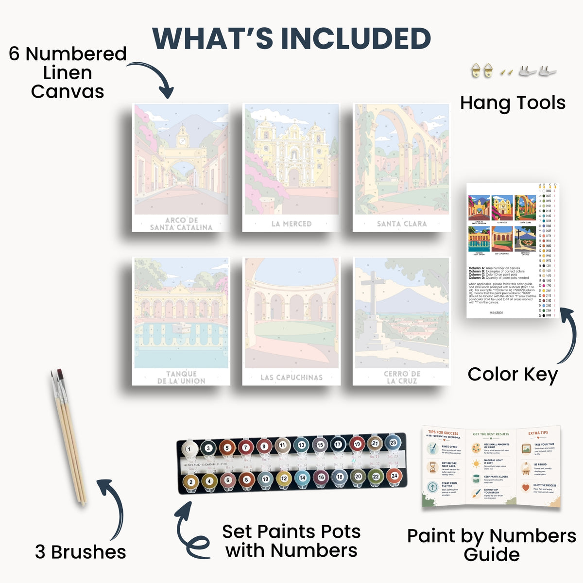 Antigua Guatemala travel poster mini paint by numbers collection
