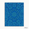 Aqua Aura Mandala Paint by Numbers kit featuring a serene mandala design with flowing curves and calming shades of blue and turquoise inspired by water and energy