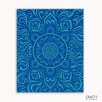 Aqua Aura Mandala Paint by Numbers kit featuring a serene mandala design with flowing curves and calming shades of blue and turquoise inspired by water and energy