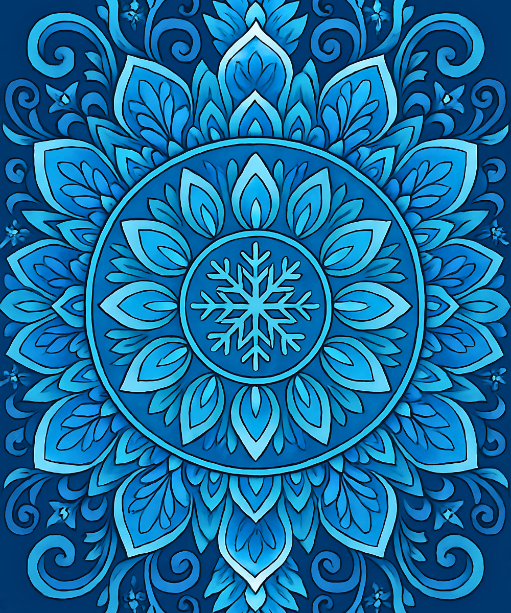 Close-up of the Arctic Spirit linen canvas showing detailed numbered sections for easy and precise painting