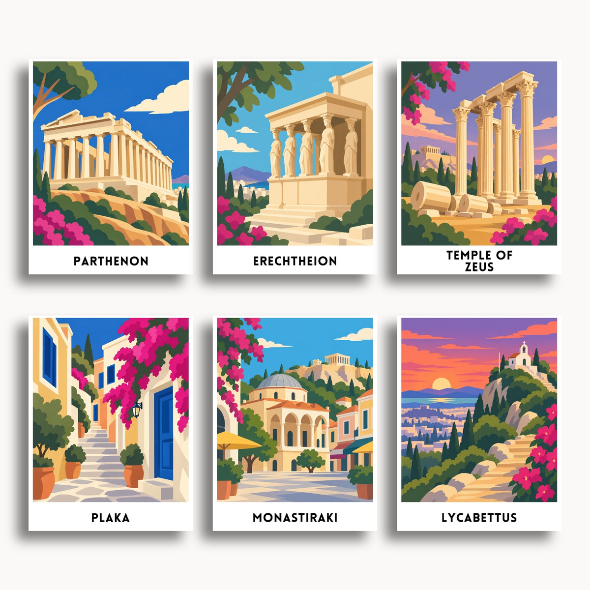 Athens travel poster mini paint by numbers collection