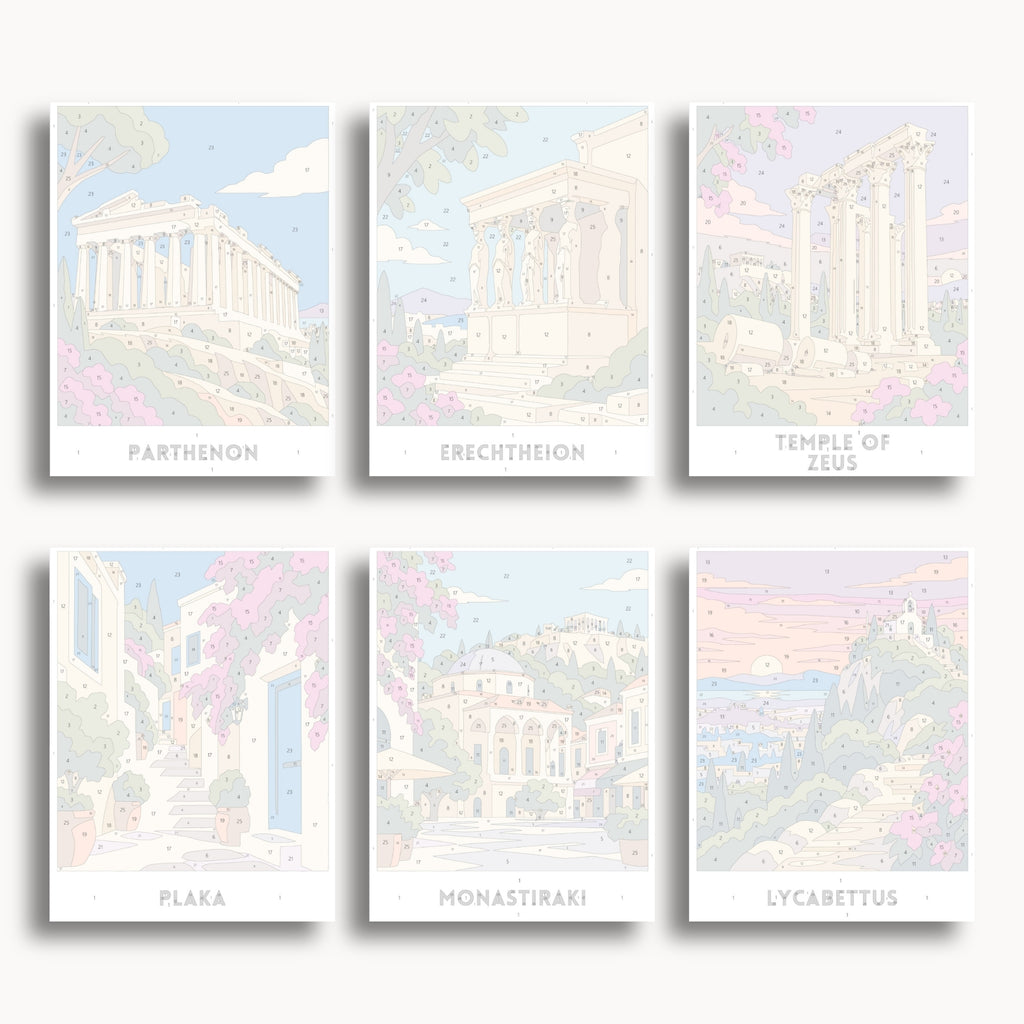 Athens travel poster mini paint by numbers collection