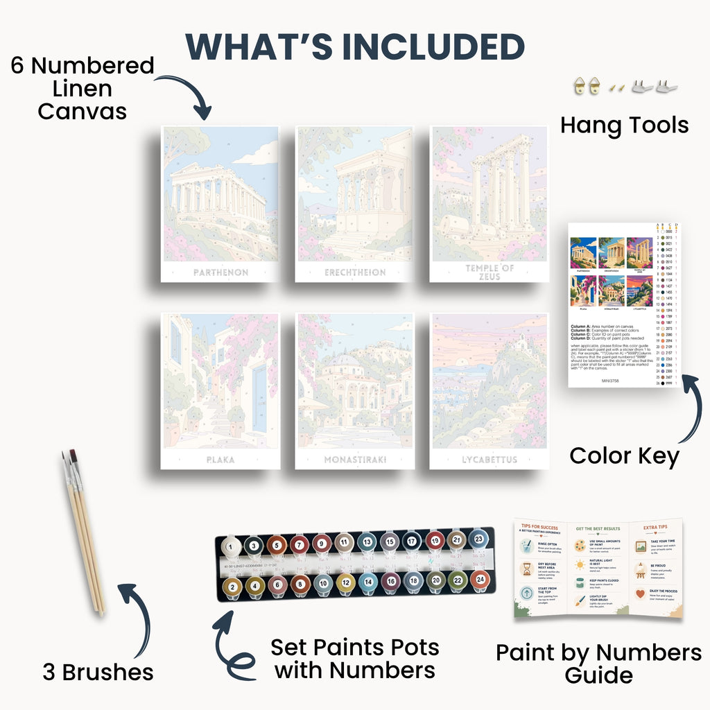 Athens travel poster mini paint by numbers collection