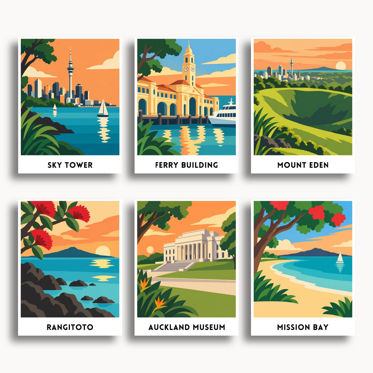 Auckland travel poster mini paint by numbers collection