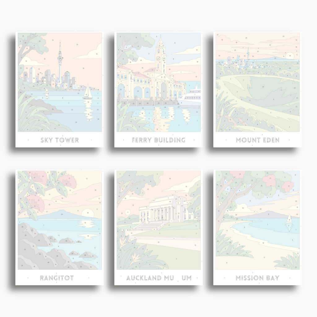 Auckland travel poster mini paint by numbers collection