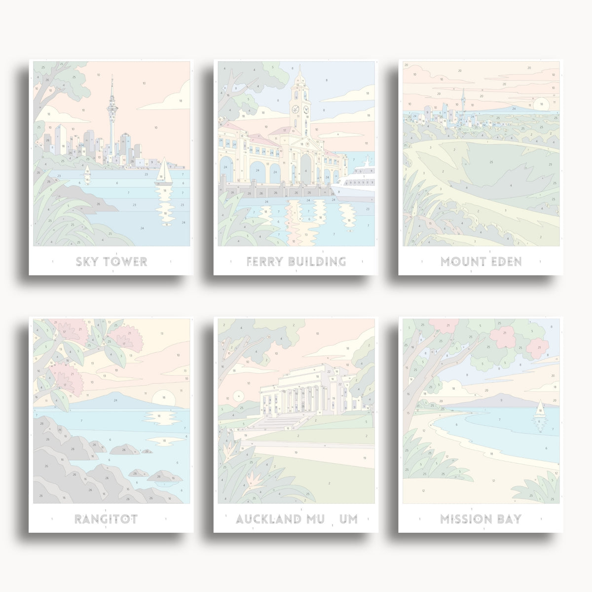 Auckland travel poster mini paint by numbers collection