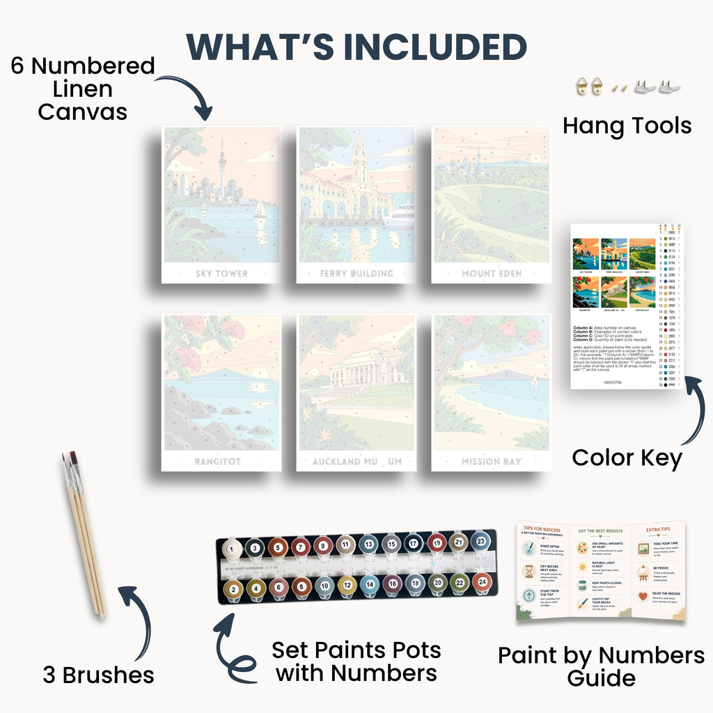 Auckland travel poster mini paint by numbers collection