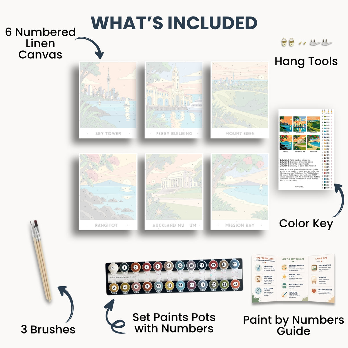 Auckland travel poster mini paint by numbers collection