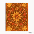 Autumn Leaves Mandala Paint by Numbers kit featuring a warm mandala design with golden hues, swirling autumn foliage, and rich fall colors