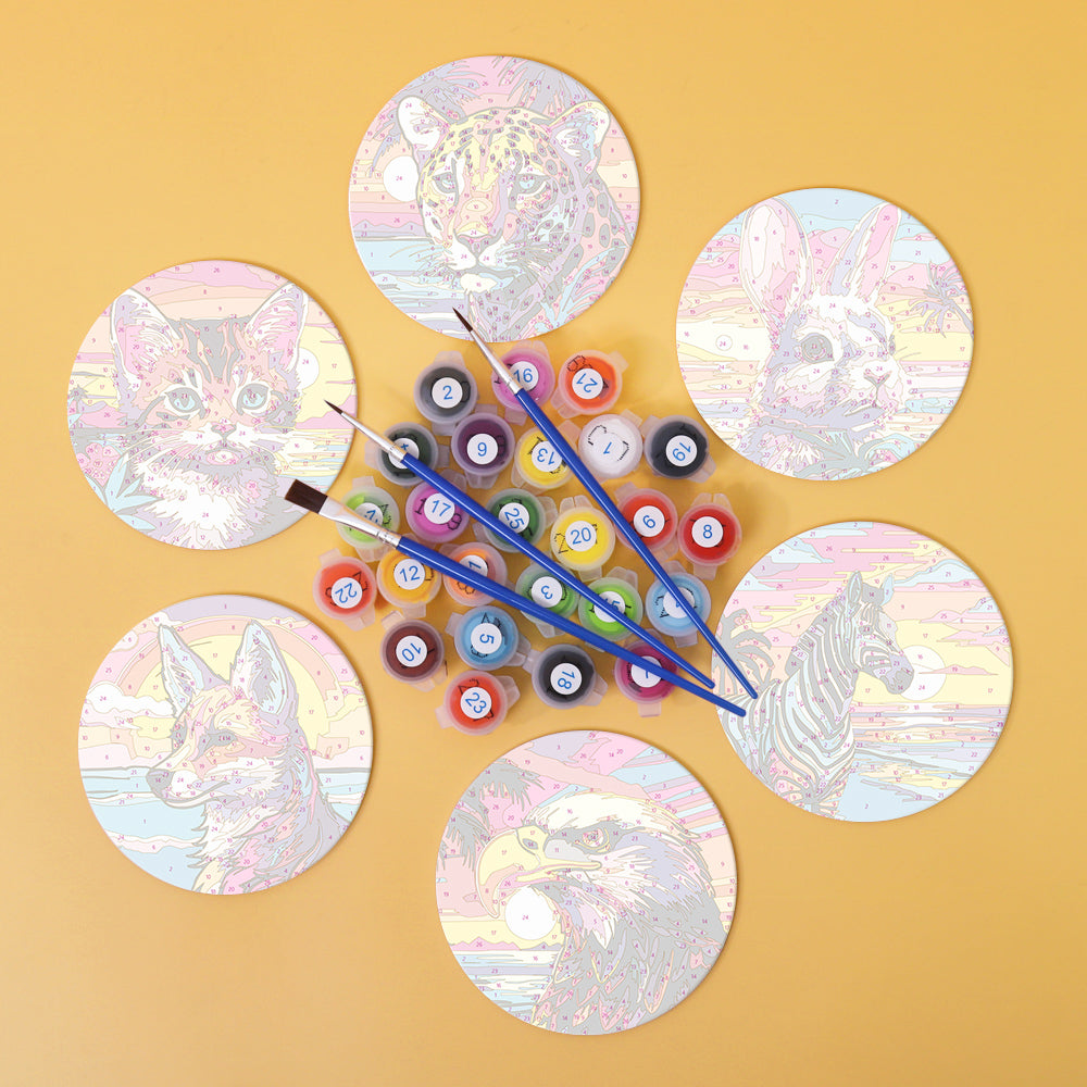 DIY paint by numbers cocktails set with tropical mojito and margarita designs for home decor.